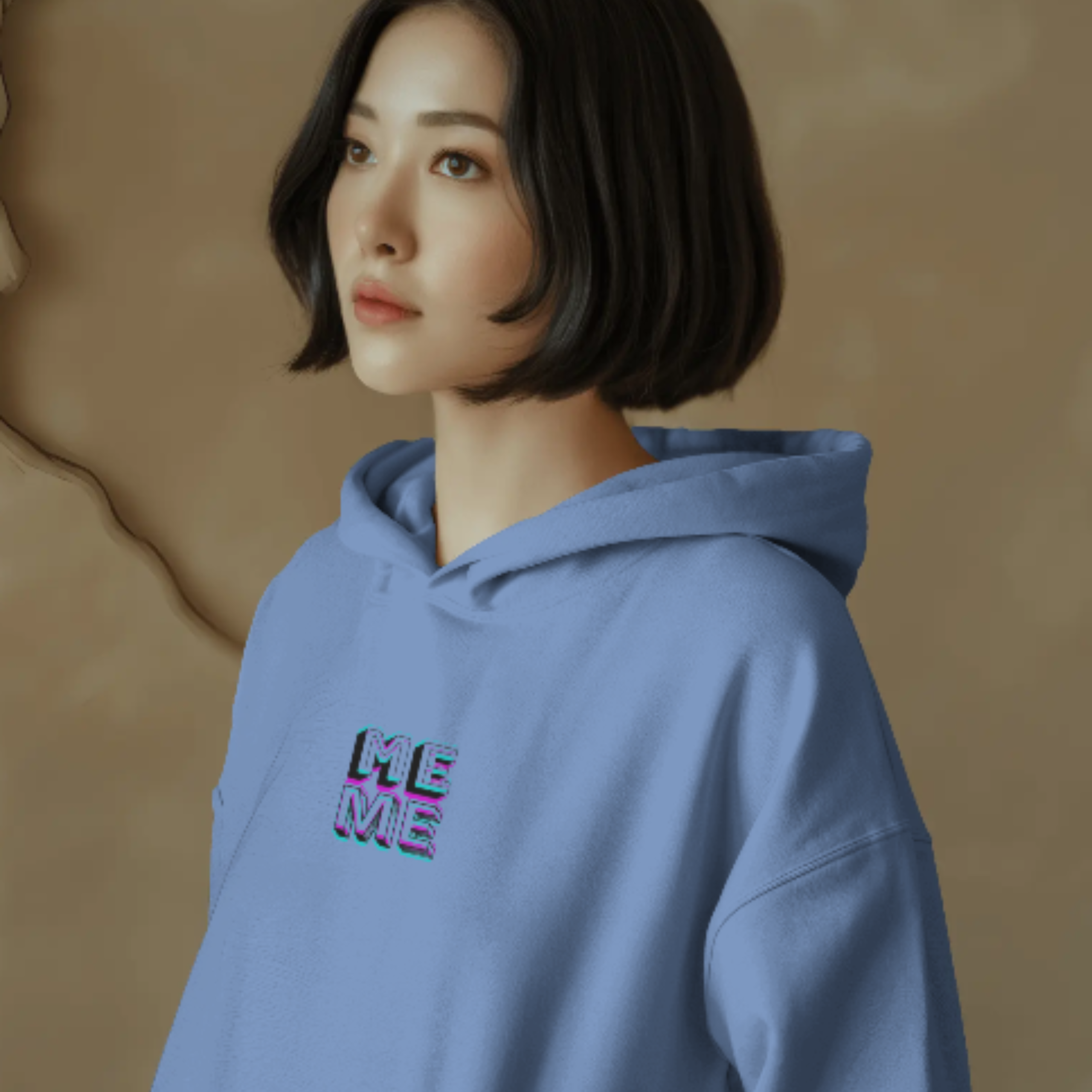 A person wearing a graphic hoodie or t-shirt with the phrase “ME Mode” printed boldly, representing confidence and self-priority.